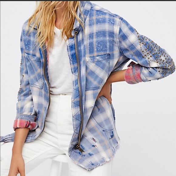 Free People Tops - Free People Deconstructed Shirt Jacket Size Small